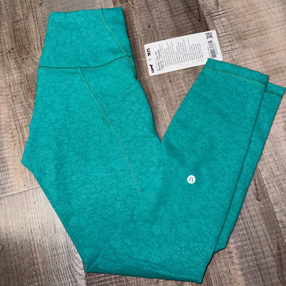 Lululemon Wunder Train High-Rise Crop 25” Pockets Blaze Maldives Green S…